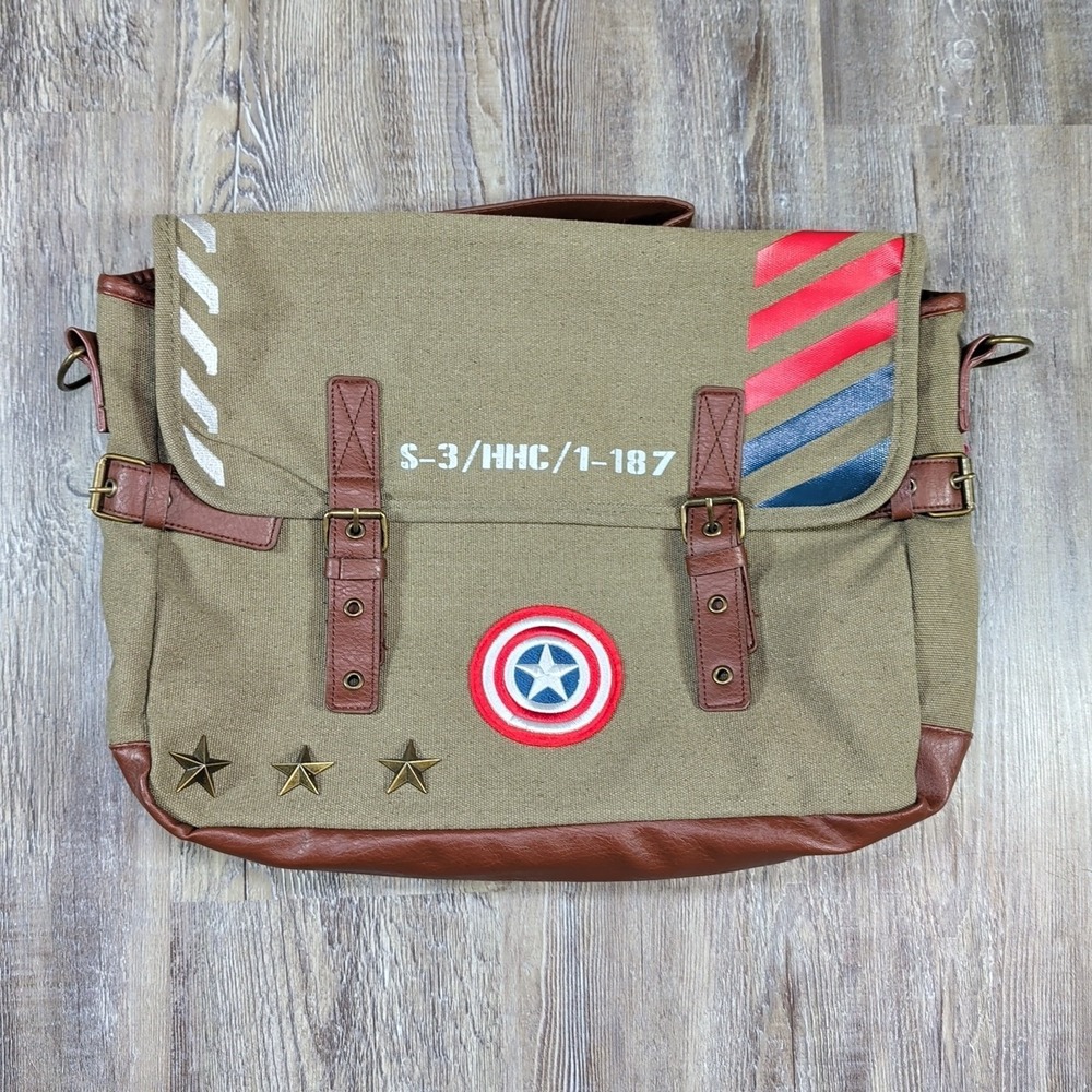 Vintage Inspired Marvel Captain America Civil War Superhero Messenger Laptop Bag